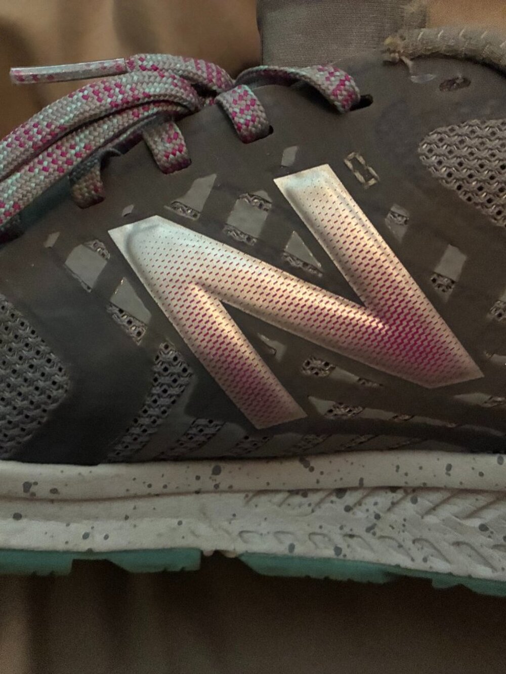 New Balance - Grey & Iridescent Pink. Lightly Worn.